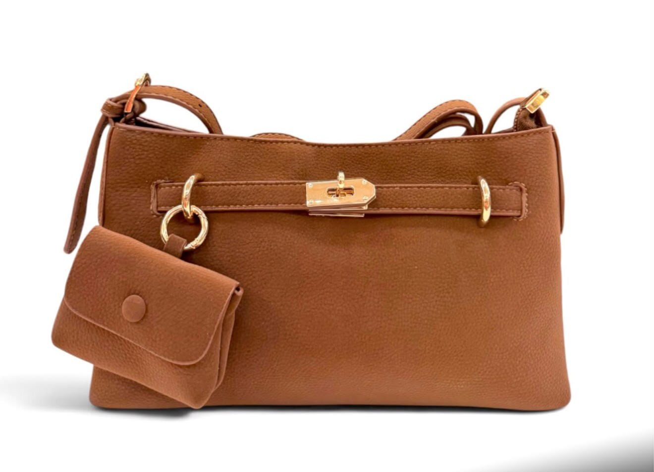 BOLSO TOTE PIEL SINTÉTICA CON BROCHE CENTRAL DORADO, VARIOS COLORES UNIBELLA