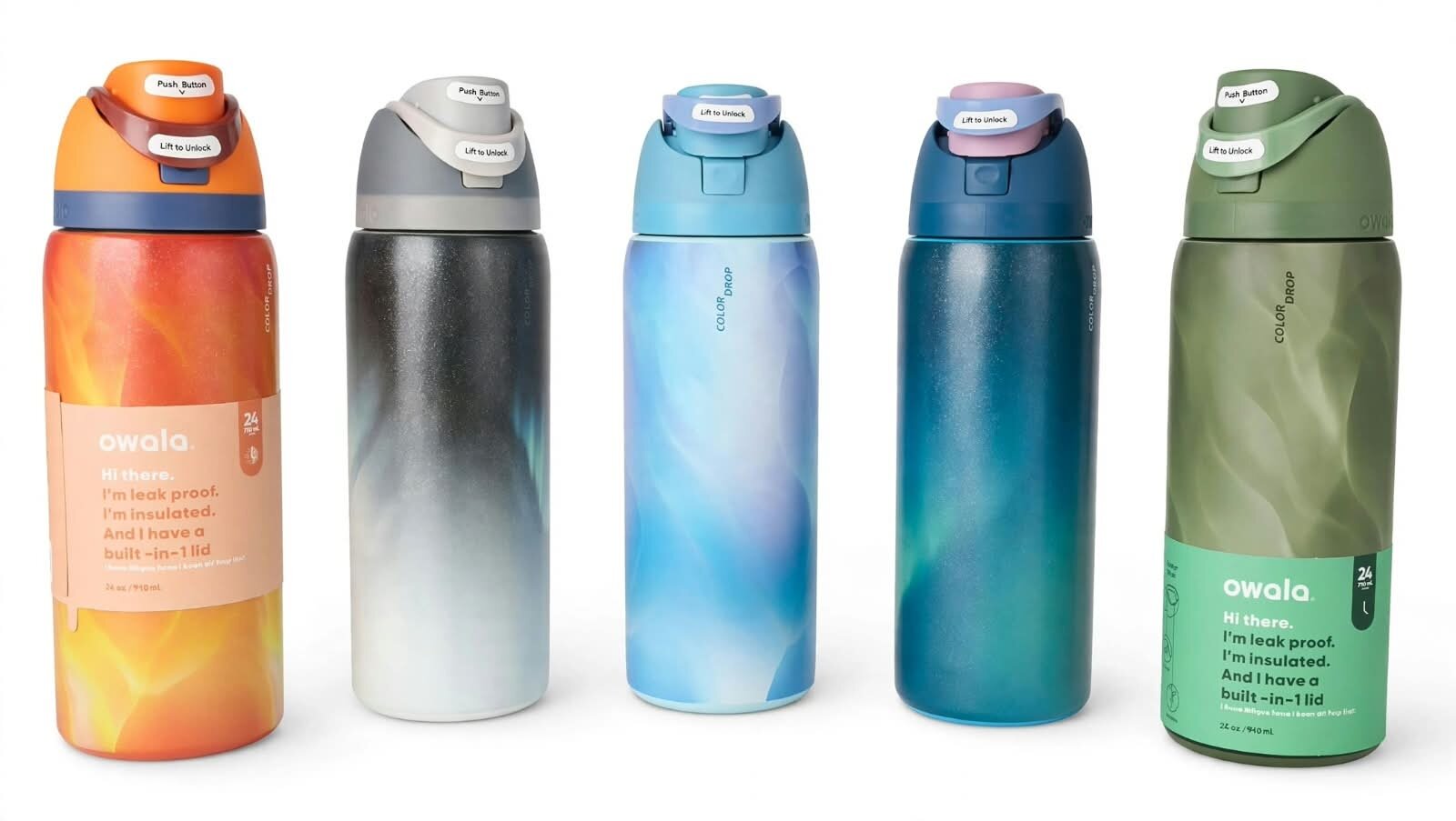 THERMO FREESIP OWALA ACERO INOXIDABLE DISEÑO MARMOLEADO CAPACIDAD 945 ML, VARIOS COLORES