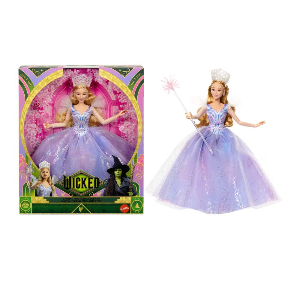MUÑECA GLINDA WICKED VESTIDO DE PRINCESA, TIARA Y VARITA, MATTEL 2+