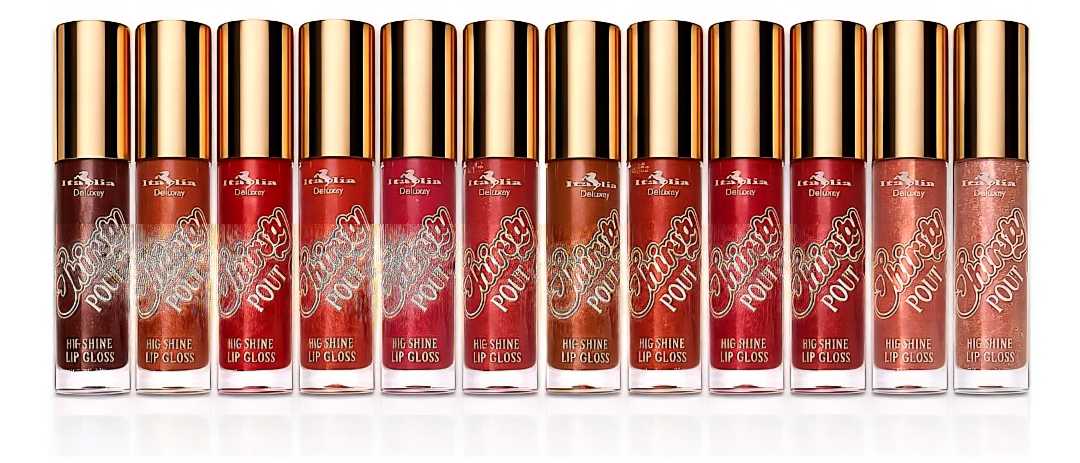 Lip Gloss High Shine Italia Deluxe Thirsty Pout 4 G, 12 Tonos Diferentes
