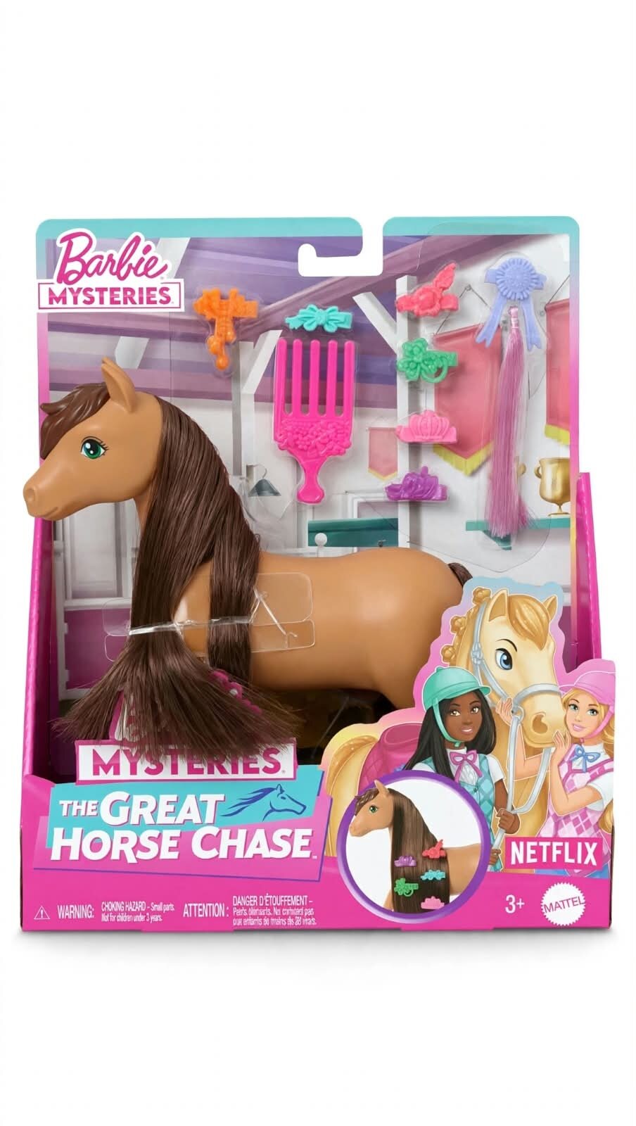 BARBIE MYSTERIES CABALLO CON ACCESORIOS PARA PEINADO, MATTEL, 3+