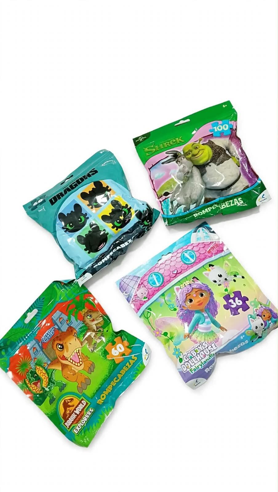 Rompecabezas en Bolsa, Personajes de Universal Studios y Nickelodeon con 100 Piezas o Menos