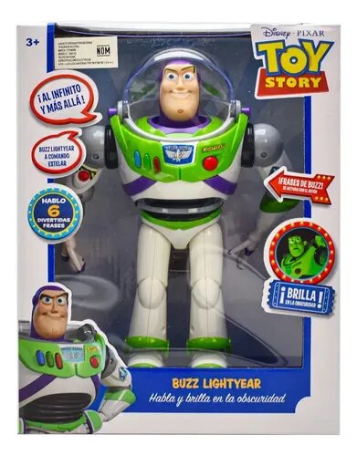 Buzz Lightyear Figura de Acción que Habla y Brilla en la Oscuridad Toy Story Pixar 3+