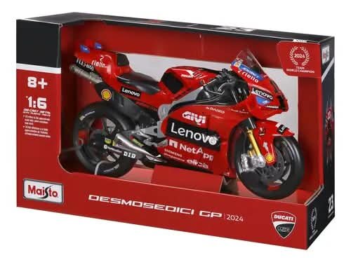 Motocicleta a Escala 1:6 Ducati Lenovo GP Racing 2024 Maisto 8+