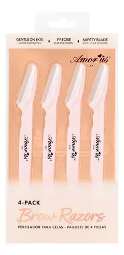 PERFILADOR DE CEJAS AMOR US PAQUETE CON 4 PIEZAS, BROWN RAZORS