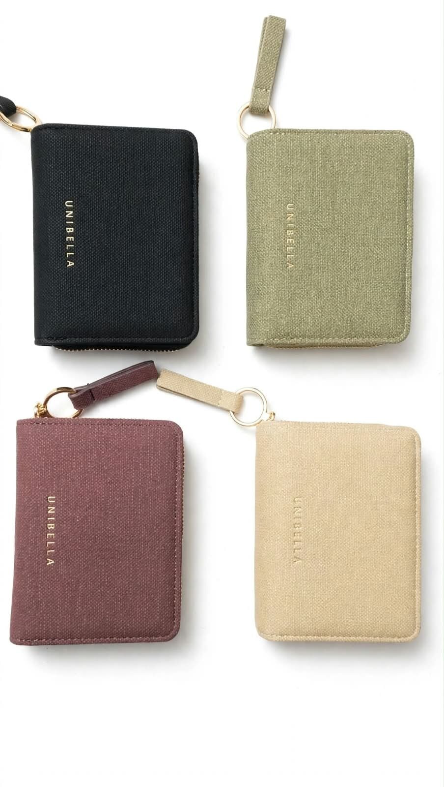 CARTERA PEQUEÑA DE TELA LISA, COLOR, BEIGE, VERDE, VINO, NEGRO O CAFÉ, UNIBELLA