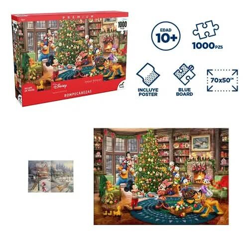 Rompecabezas Mickey Navideño 1000 Piezas Disney Dreams Thomas Kinkade Studios Novelty 10+