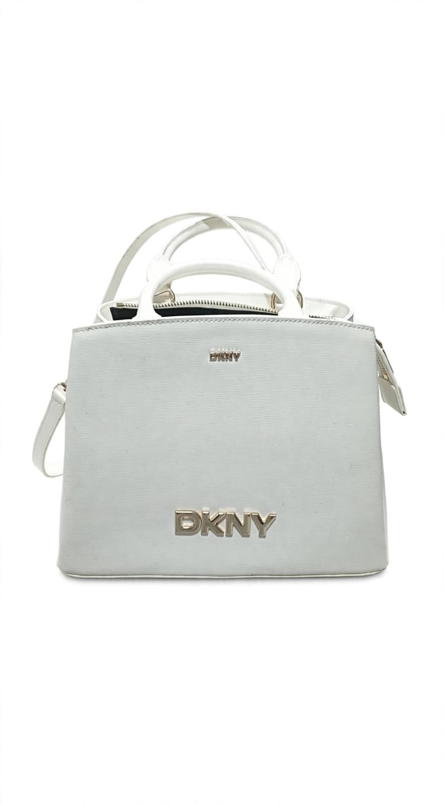 Bolso de Mano Marshmallow Liso DKNY con Correa Ajustable, Original, Color Blanco