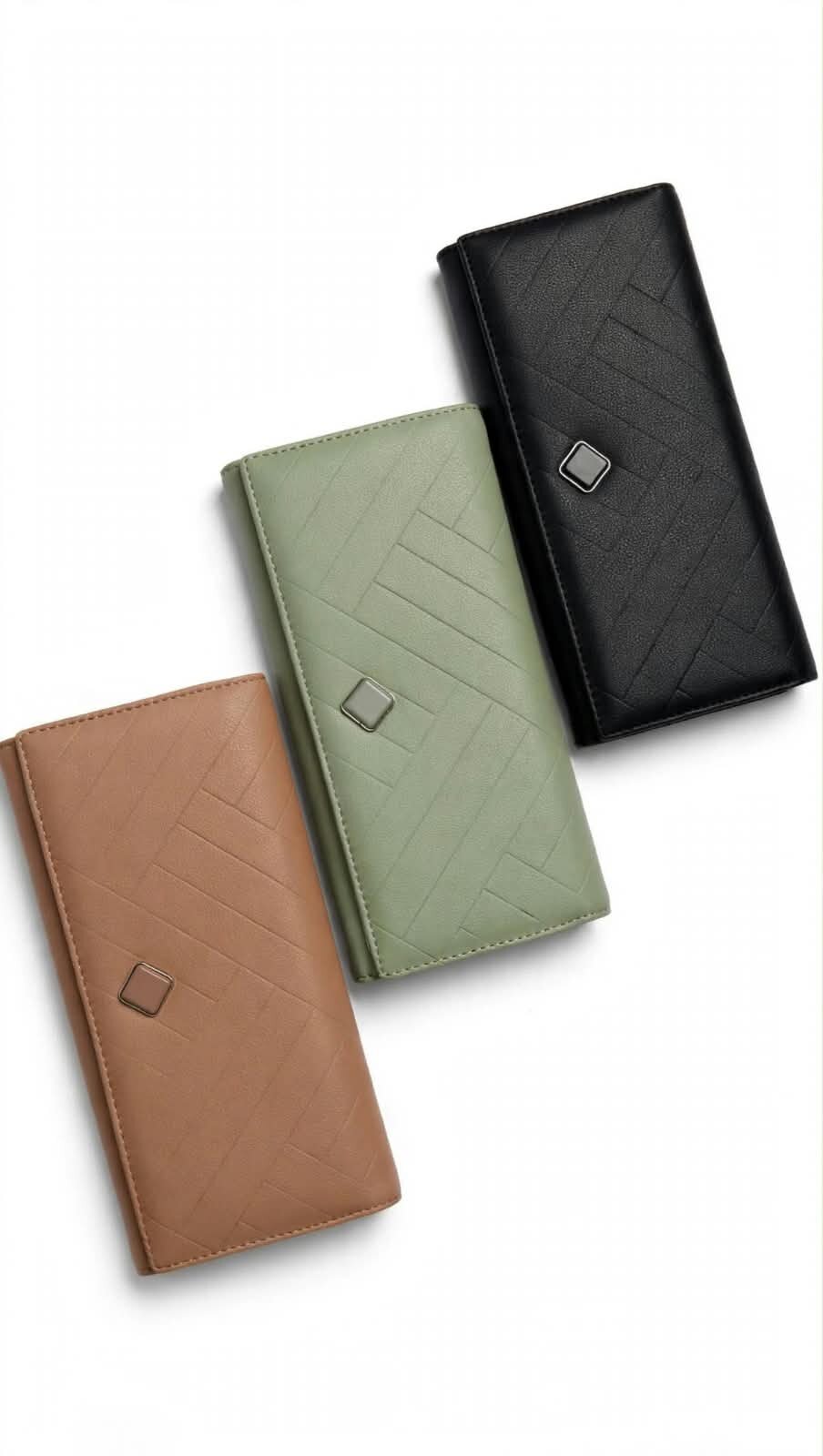 Cartera Rayada con Cierre de Imán, Vinipiel, Varios Colores