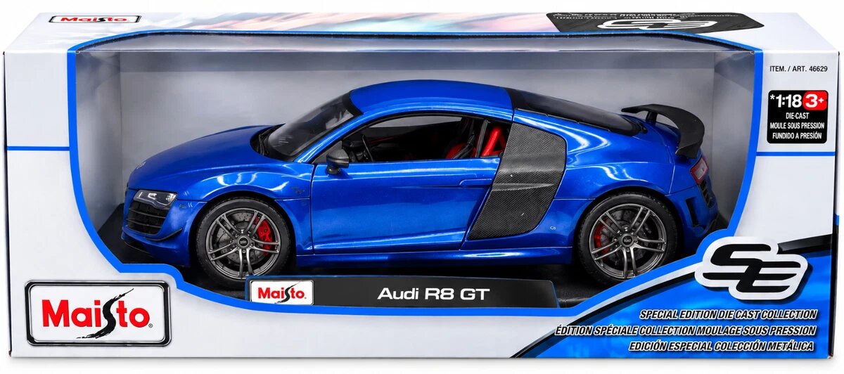 Vehículo A Escala 1:18 Coleccionable Audi R8 Gt Color Azul Maistro 3+
