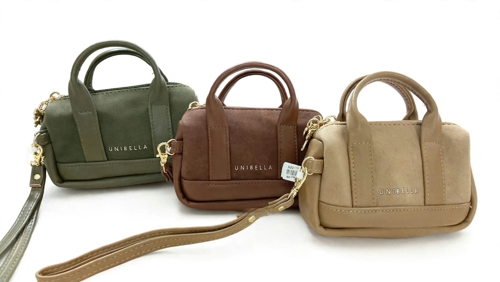 MONEDERO BOLSA MINI CON CORREA Y HERRAJES DORADOS, VARIOS COLORES UNIBELLA