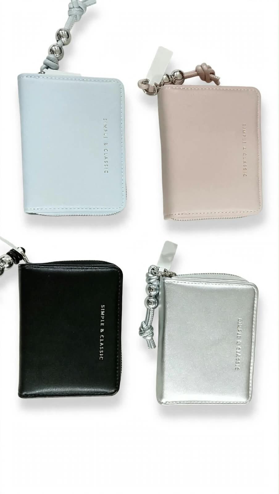 CARTERA MONEDERO VINIPIEL, SIMPLE & CLASSIC, CON CIERRE Y DETALLES PLATEADOS, VARIOS COLORES