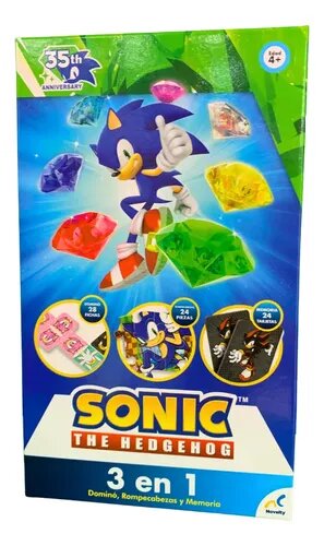 Dominó, Rompecabezas y Memoria Sonic 3 en 1 Novelty 3+