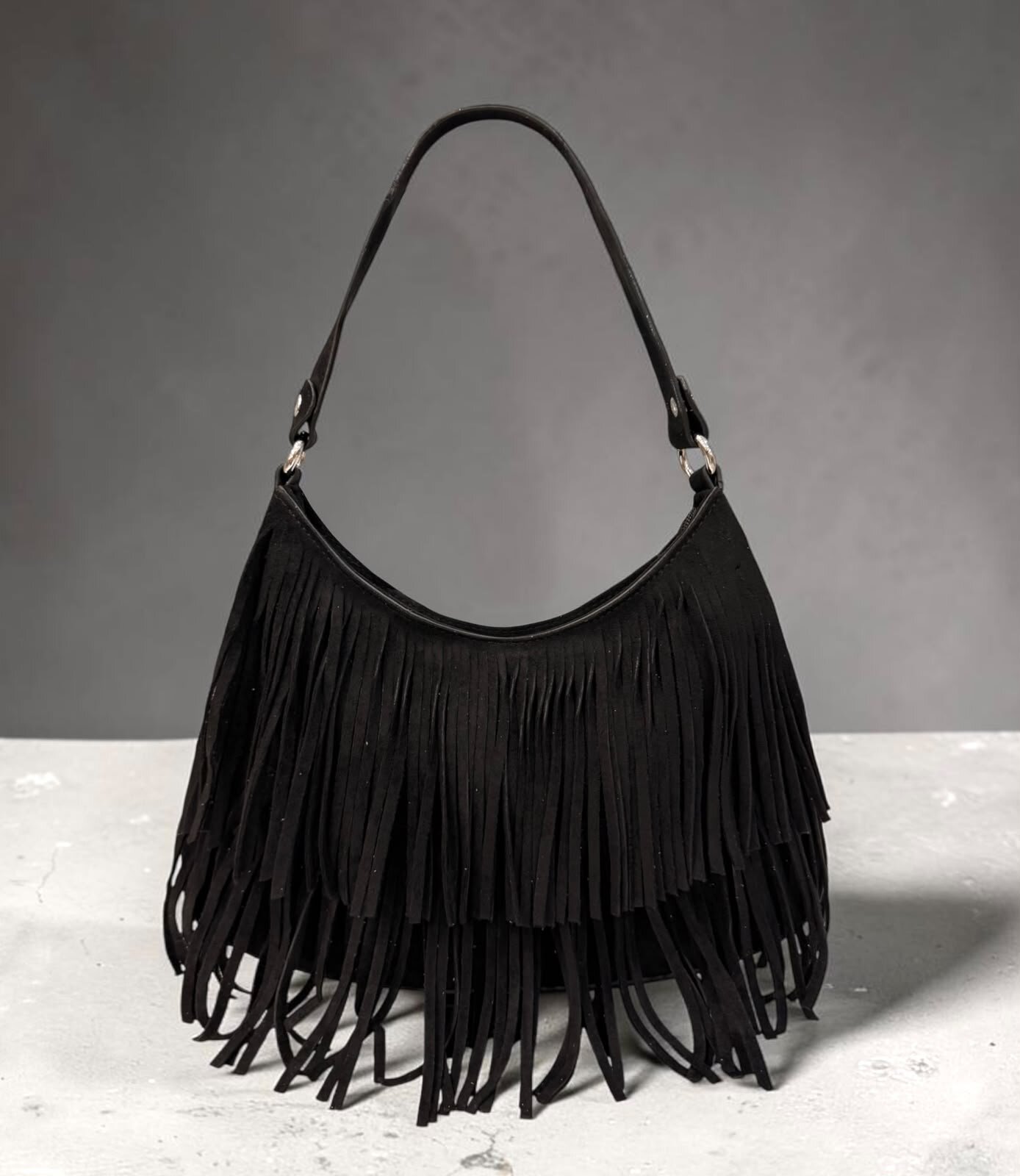 Bolso De Mano Con Flecos Y Diseño Doble Capa Unibella Colores Surtidos