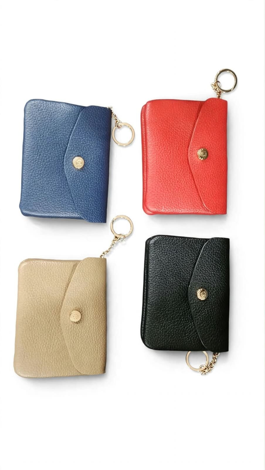 MONEDERO DE PIEL SINTÉTICA CON CADENA Y BROCHE DORADO, VARIOS COLORES, UNIBELLA