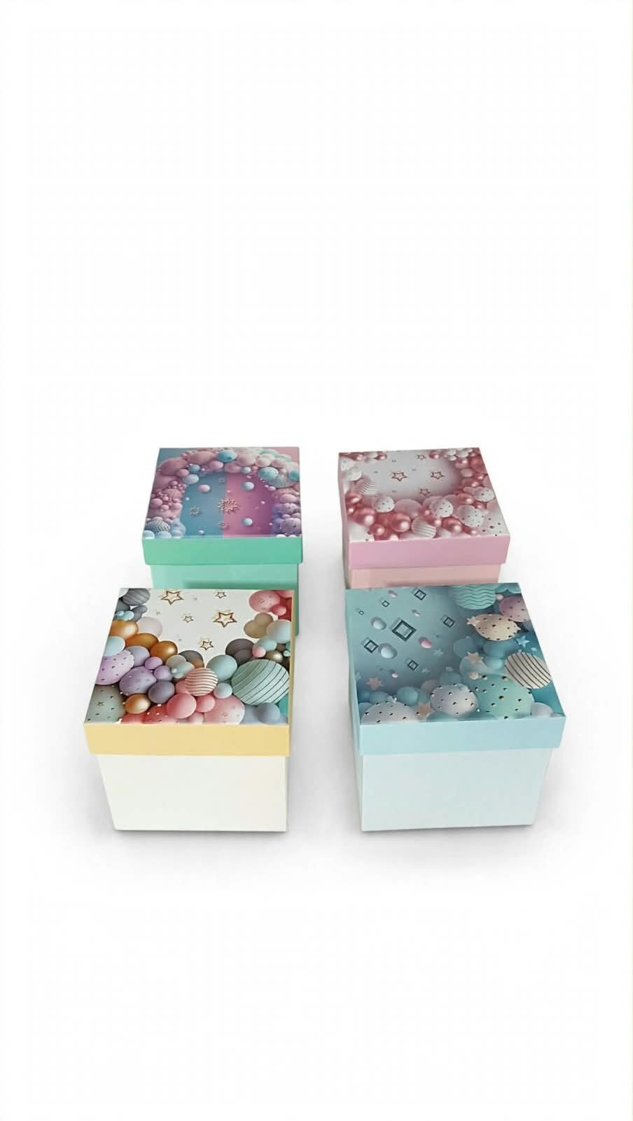 Caja De Regalo De Cubo, Estampados De Globos Y Estrellas, Diferentes Colores