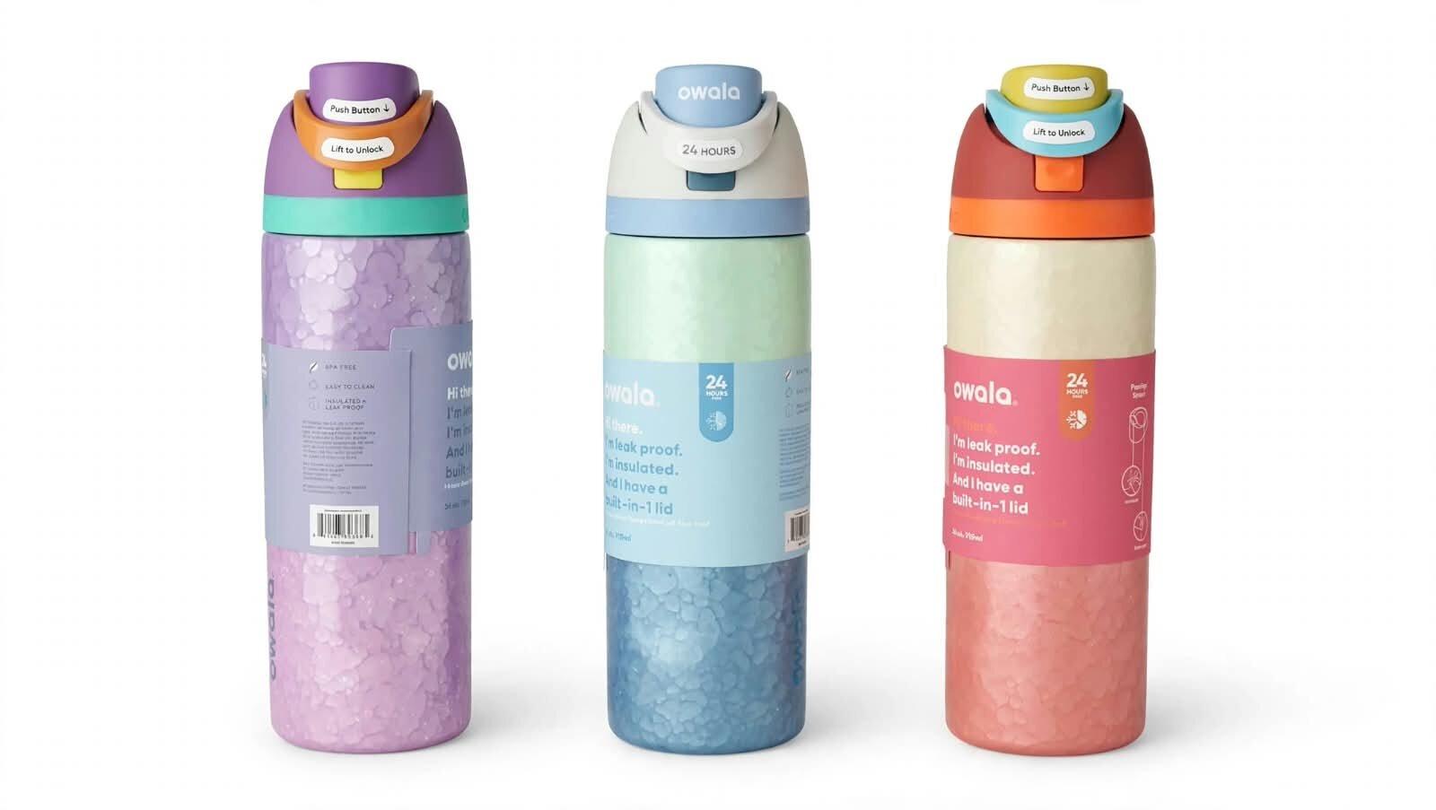 THERMO FREESIP OWALA ACERO INOXIDABLE DISEÑO MOPEADO CAPACIDAD 710 ML, VARIOS COLORES