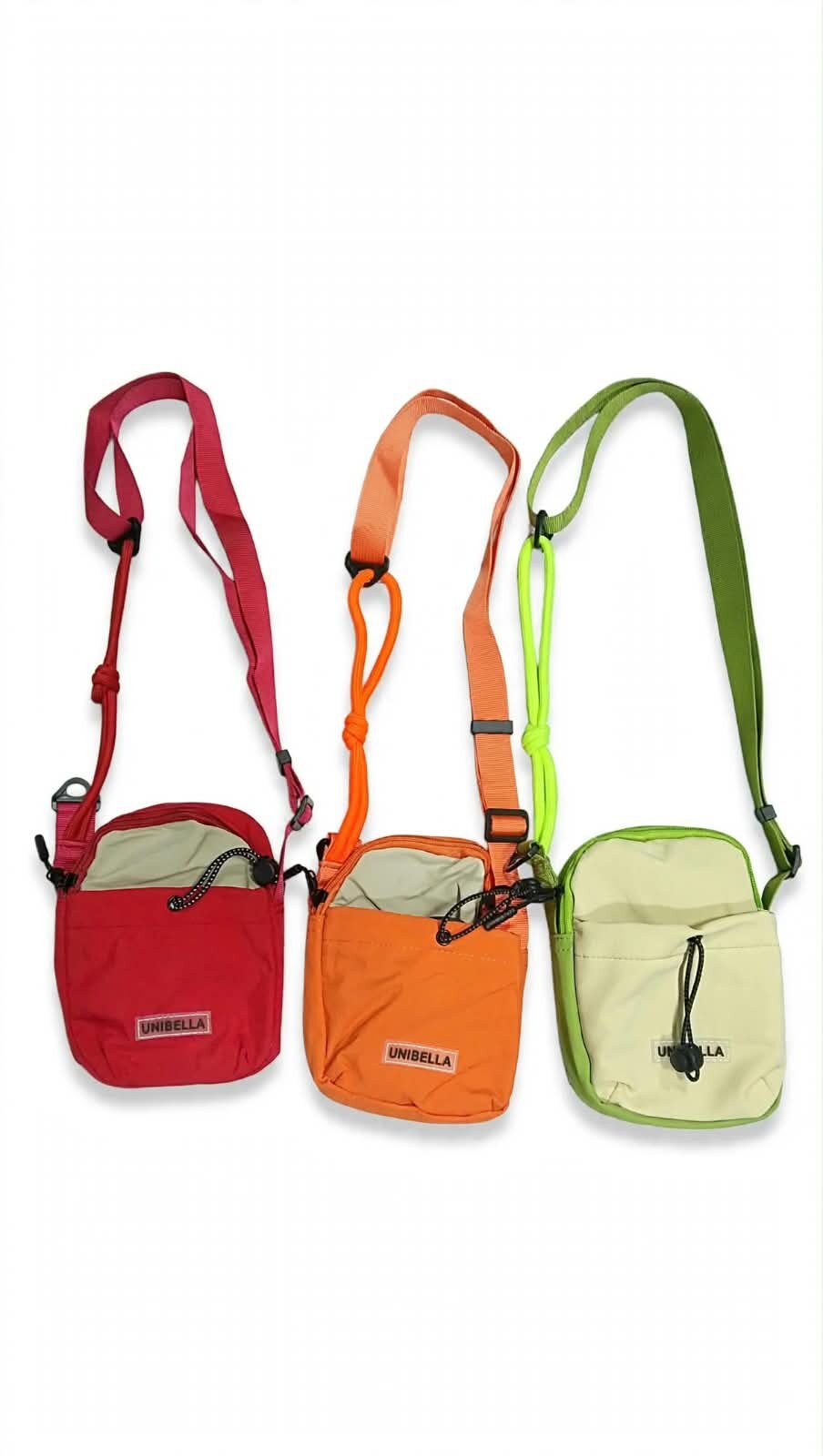 BANDOLERA DEPORTIVA DE NYLON CON CIERRE Y CORREA AJUSTABLE, VARIOS COLORES UNIBELLA