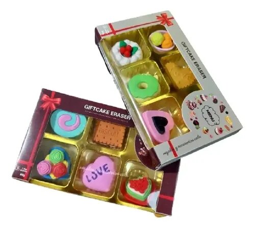Gomas De Borrar Con Diseño De Mini Pasteles Y Postres, Caja Con 6 Piezas