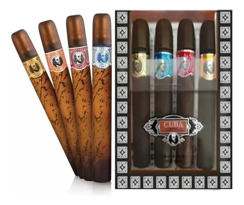 PERFUME DE BOLSILLO CABALLERO CUBA, 35 ML, SET DE 4 FRAGANCIAS DIFERENTES
