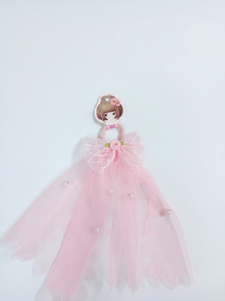 Ligas Para Cabello Para Niña, Con Moño Y Velo De Tul, Detalles De Perlas, Color Rosa