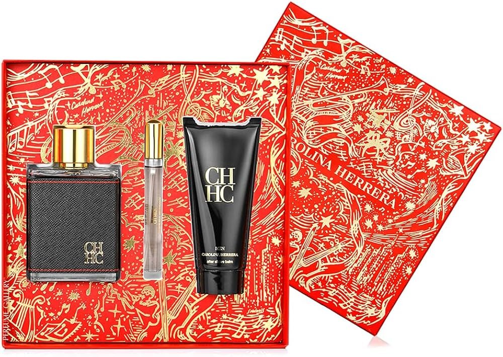 Perfume Carolina Herrera Men, Set 3 Piezas, Eau De Parfum 100 Ml / 10 Ml, Crema 100 Ml, Caballero