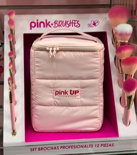 Brochas Pink Up Cosmetiquera Con 12 Pzas Profesionales