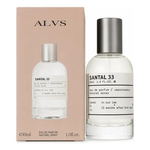 PERFUME DE BOLSILLO CABALLERO ALVS SANTAL 33, 30 ML, DUPE DE SANTAL 33 DE LE LABO