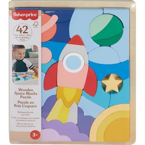 FISHER-PRICE ROMPECABEZAS DE MADERA DEL ESPACIO CON 42 PIEZAS, 3+