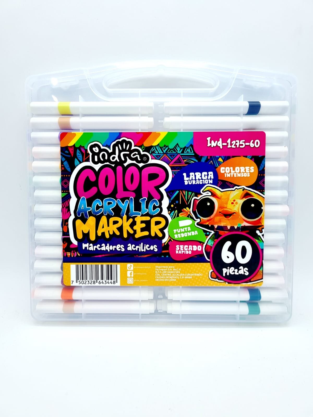 MARCADORES ACRÍLICOS COLOR ACRYLIC MARKER, MARCA INDRA, 60 PZAS